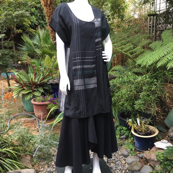 Asymmetrical Black Sateen Gored Skirt NWOT - Picture 6 of 6